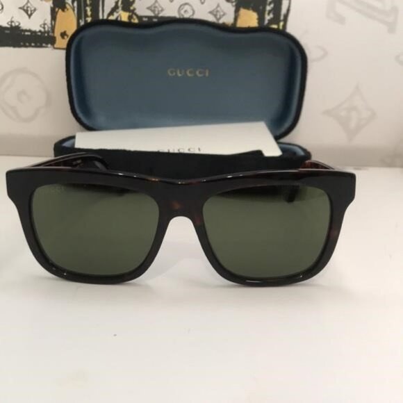 Authentic ✨ Brand New Gucci GG0158SN 002 Square Sunglasses – Tortoise Frame with - Picture 6 of 11